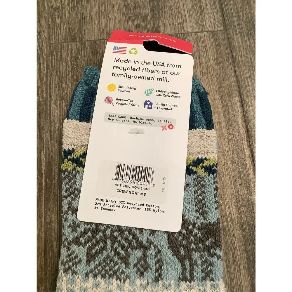 Solmate Unisex Medium Goat Pattern Knit Thick Crew Socks Winter Gorpcore A32-4